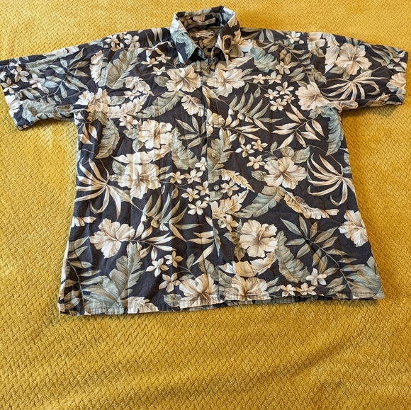 Pierre cardin Hawaiian print short sleeve sz L - Picture 2 of 4